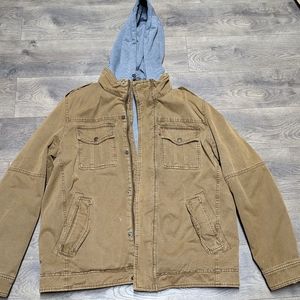 Men's Levi's Hooded Denim Sherpa Lined Jacket Large